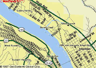 Map of Russell and Ironton