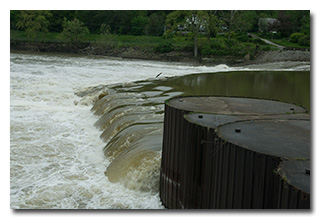 The dam at McConnelsville Lock #7, viewed from river-left