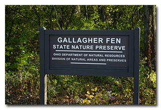 Gallagher Fen State Nature Preserve sign