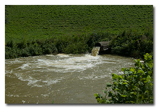 The dam outlet and Margaret Creek -- click to enlarge