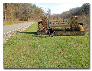 Strouds Run State Park sign