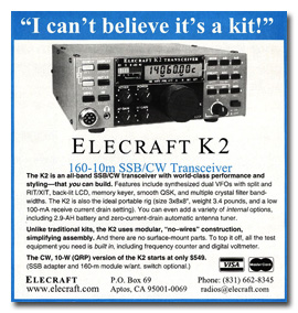 Elecraft K2 advertisement, December 2000 QST -- click to enlarge