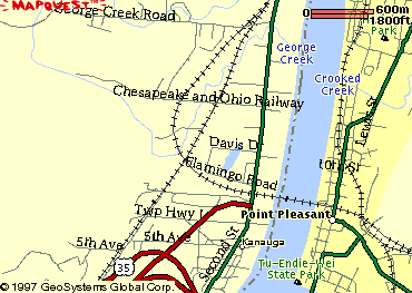 Map of Ohio River crossing
