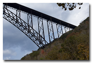 The New River Gorge Bridge as viewed from the Fayette Station boat-ramp -- click to enlarge