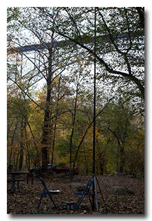A view of the operating site below the New River Gorge Bridge -- click to enlarge