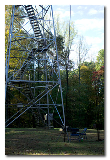 Eric's station at the base of the fire tower -- click to enlarge