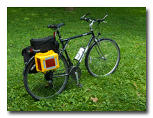 The KX3 Travel Kit on the bicycle -- click to enlarge