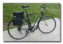 KX1 Mini Travel Kit, secured to bicycle -- click to enlarge
