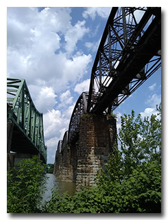 Parkersburg-Belpre Bridge (left) & railroad bridge (right) over the Ohio River