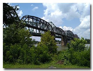 Railroad bridge (foreground) & Parkersburg-Belpre Bridge (background) over the Ohio River