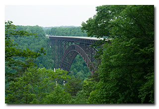 Canyon Rim Visitor Center: at the Overlook, looking at the New River Gorge Bridge
