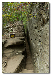 Stairs in the natural fracture leading down from the natural bridge