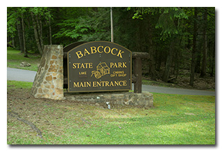 Babcock State Park main entrance sign