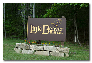 The Little Beaver State Park sign