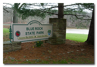 The Blue Rock State Park sign