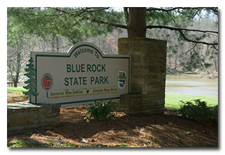 The Blue Rock State Park sign