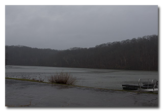 Burr Oak Lake in the cold rain