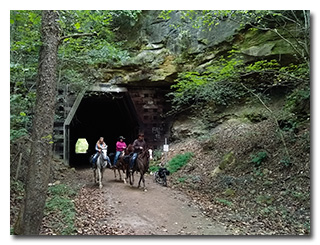 Equestrians exit Kings Hollow Tunnel