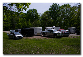 Eric's station amongst the trucks and trailers -- click to enlarge