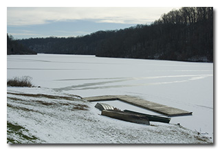 A view of frozen Dow Lake