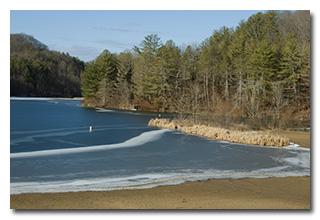 A view of thawing Dow Lake