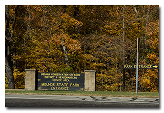 Mounds State Park sign