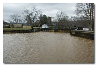 Looking down-river at the lock