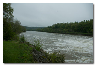 The Muskingum River, viewed looking down-river from the dam on river-left