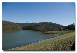 Burr Oak Lake and the pump house -- click to enlarge