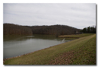 A view of Burr Oak Lake and the pumphouse -- click to enlarge