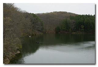 Anglers on Burr Oak Lake -- click to enlarge