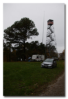 Eric's station and the fire tower -- click to enlarge