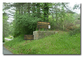 The Plum Orchard Lake WMA sign