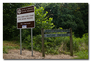 Jesse Stuart Nature Preserve sign