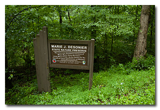 The Desonier State Nature Preserve sign -- click to enlarge