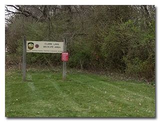 Clark Lake Wildlife Area sign