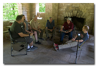 Paul reads a story to the Ham Radio Workbench gang