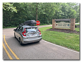 The Scioto Trail State Park sign