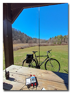 the bicycle-supported mast and antenna
