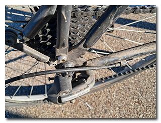 a broken bicycle frame