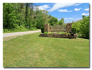 Strouds Run State Park sign