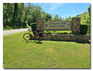 Strouds Run State Park sign