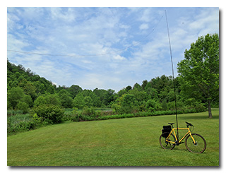 Eric's bicycle-supported mast and antenna