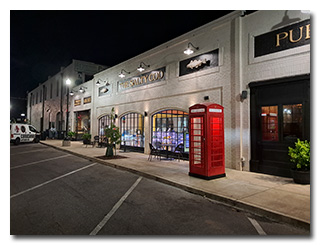 exterior, nighttime view of The Salty Cod restaurant